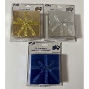 3-Viola Gift Box’s Removable Lid Glittery Gold/Blue/Silver W/ Ribbon’s
